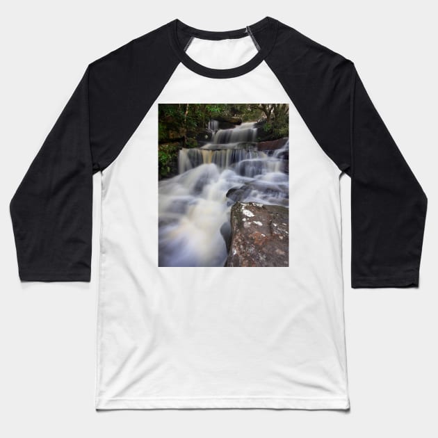 Flowing Cascades Baseball T-Shirt by Geoff79